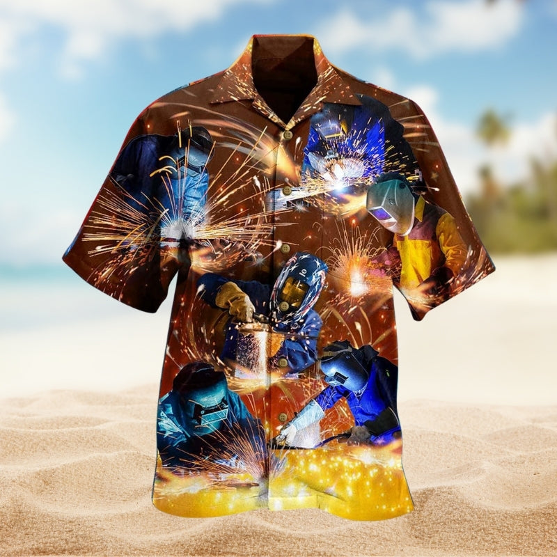 Christmas Santa Hawaiian Shirt Print Closeup For Vacation Style