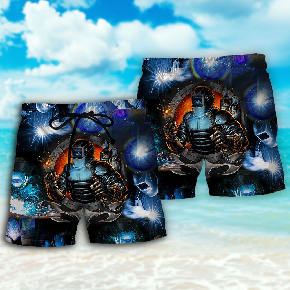 Welder Pride Strong Trade Lifestyle Beach Shorts Artwork View For Seaside Trips And Casual Style