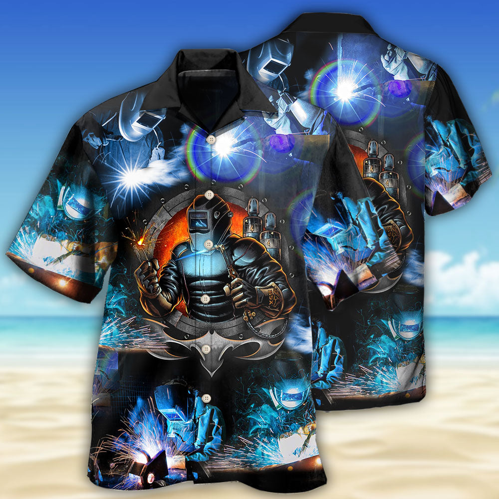 Creative Welder Pride Industrial Hawaiian Shirt For Resort Trips, Coastal Parties, And Warm Weather Style