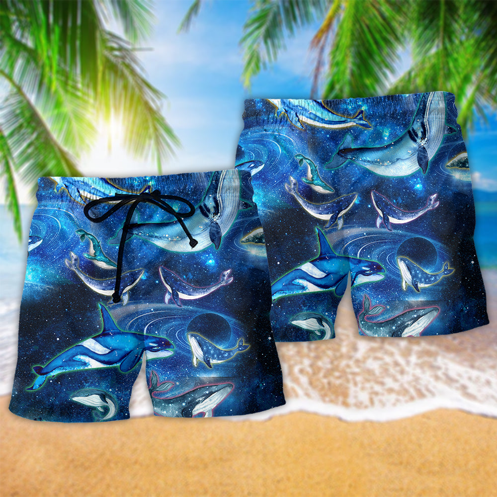 Fantasy Space Whale Dream Beach Shorts For Coastal Adventures And Relaxed Summer Wear