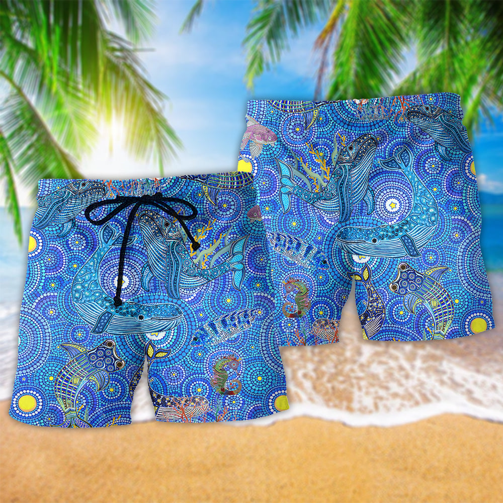 Whale Ocean Beach Shorts Design Detail For Resort And Beach Day Style
