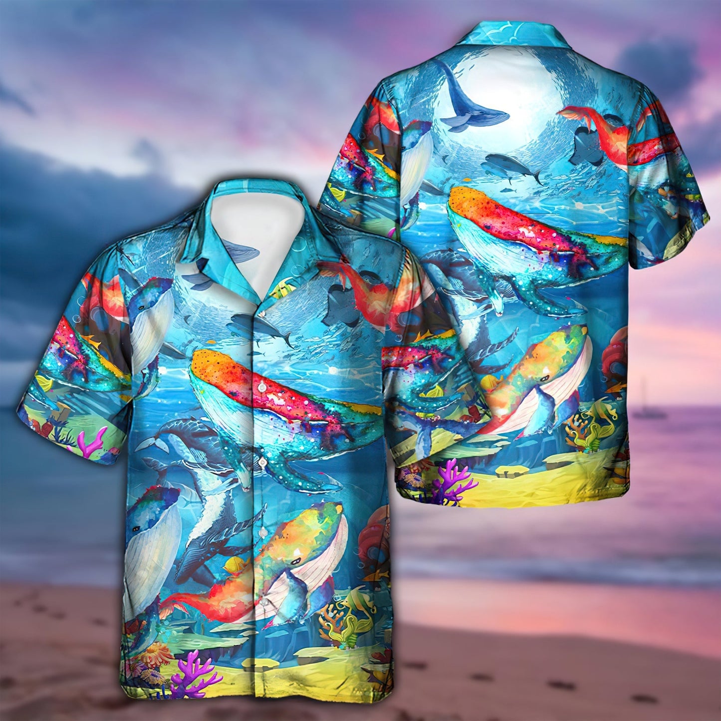 Whale Hawaiian Shirt With All Over Print For Resort Getaways Summer Adventures And Casual Gifting