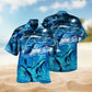 Whale Ocean Blue Hawaiian Shirt For Island Vacations, Weekend Events, And Relaxed Everyday Outfits