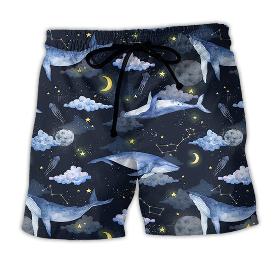 Galaxy Whale Sky Beach Shorts For Island Getaways And Thoughtful Gift Giving