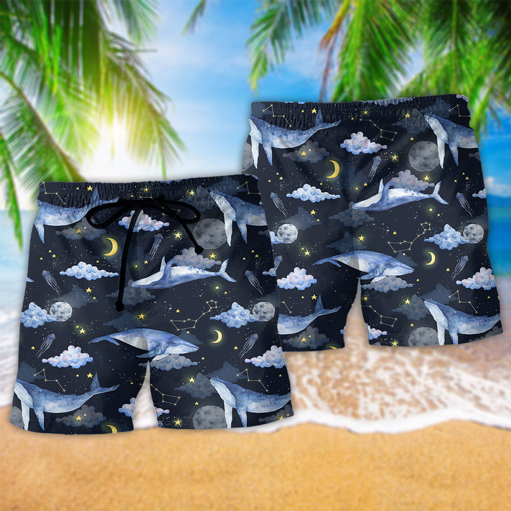 Galaxy Whale Sky Beach Shorts Pattern Detail For Outdoor Activities And Thoughtful Gift Giving
