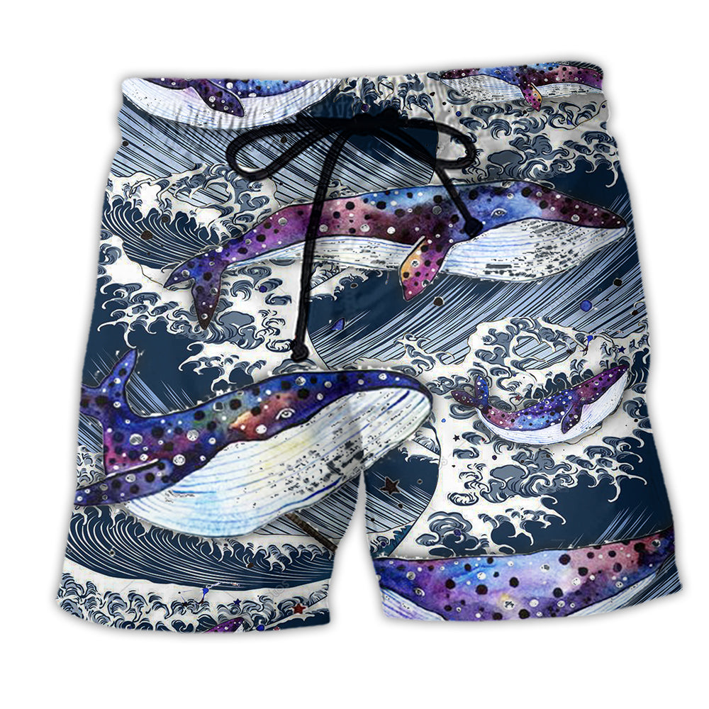 Whale Ocean Waves Nature Beach Shorts Design Detail For Coastal Escapes And Daily Wear
