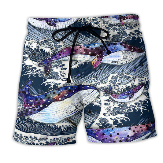 Ocean Whale Wave Beach Shorts For Island Getaways And Comfortable Daily Use
