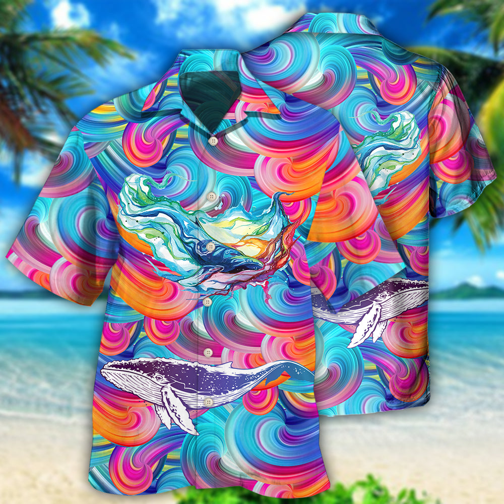 Colorful Whale Hawaiian Shirt With All Over Print For Warm Weather Adventures Parties And Daily Comfort