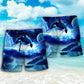 Blue Whale Galaxy Fantasy Beach Shorts Pattern Detail For Sunny Outdoor Activities