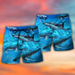 Whale In Blue Ocean Beach Shorts Print Detail For Beach Activities And Vacation Wear