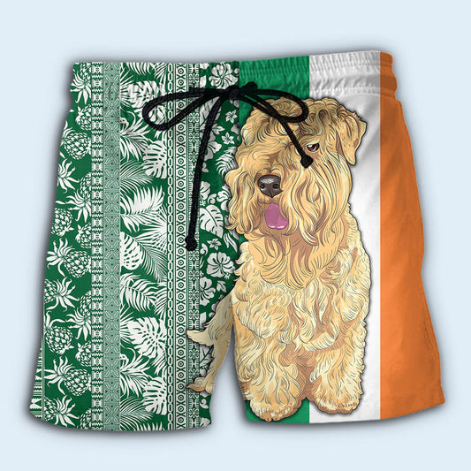 Wheaten Terrier Tropical Leaf Dog Lover Beach Shorts For Resort Travel And Thoughtful Summer Gifting