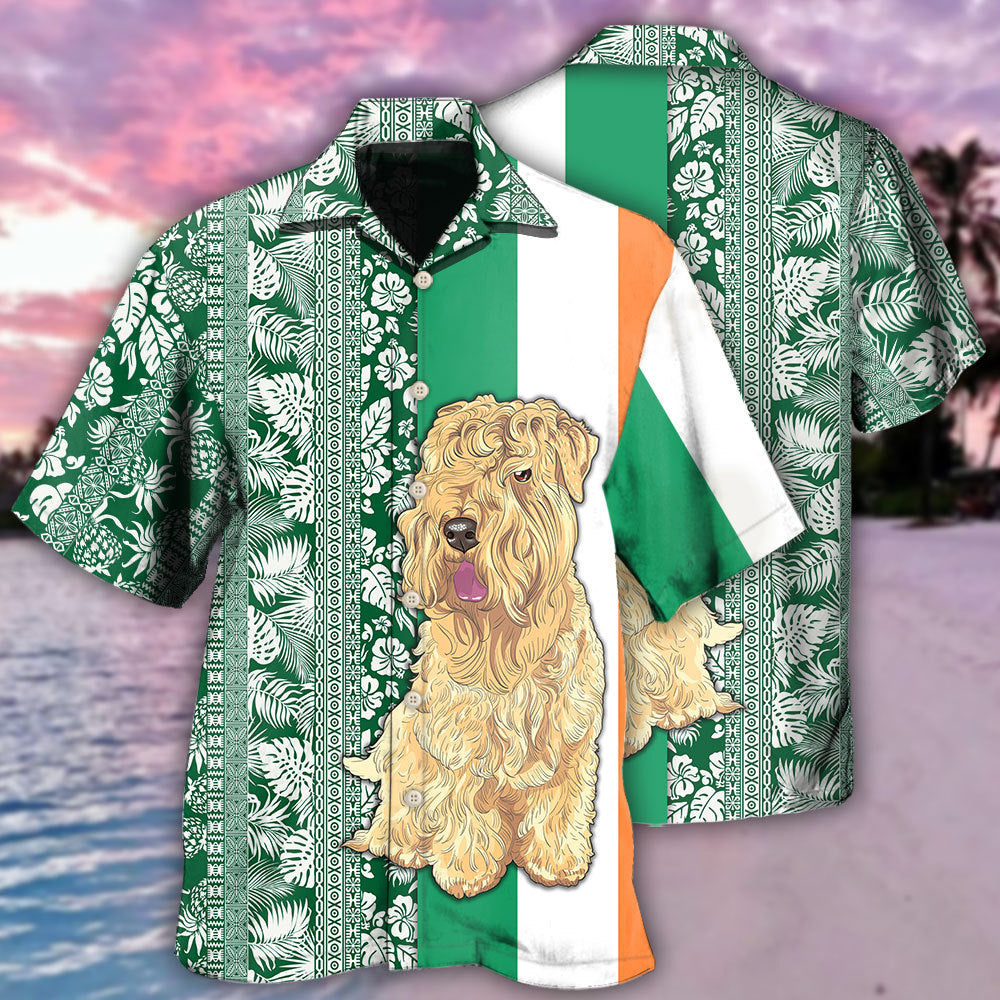 Tropical Wheaten Terrier Leaf Hawaiian Shirt For Coastal Travel, Casual Events, And Comfortable Summer Wear