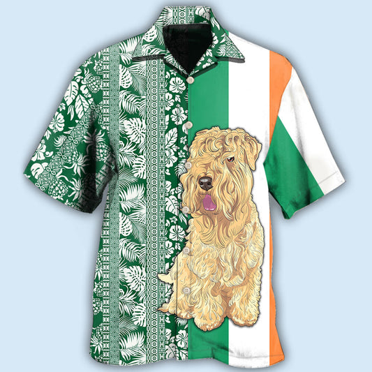 Tropical Wheaten Terrier Leaf Hawaiian Shirt For Coastal Travel, Casual Events, And Comfortable Summer Wear