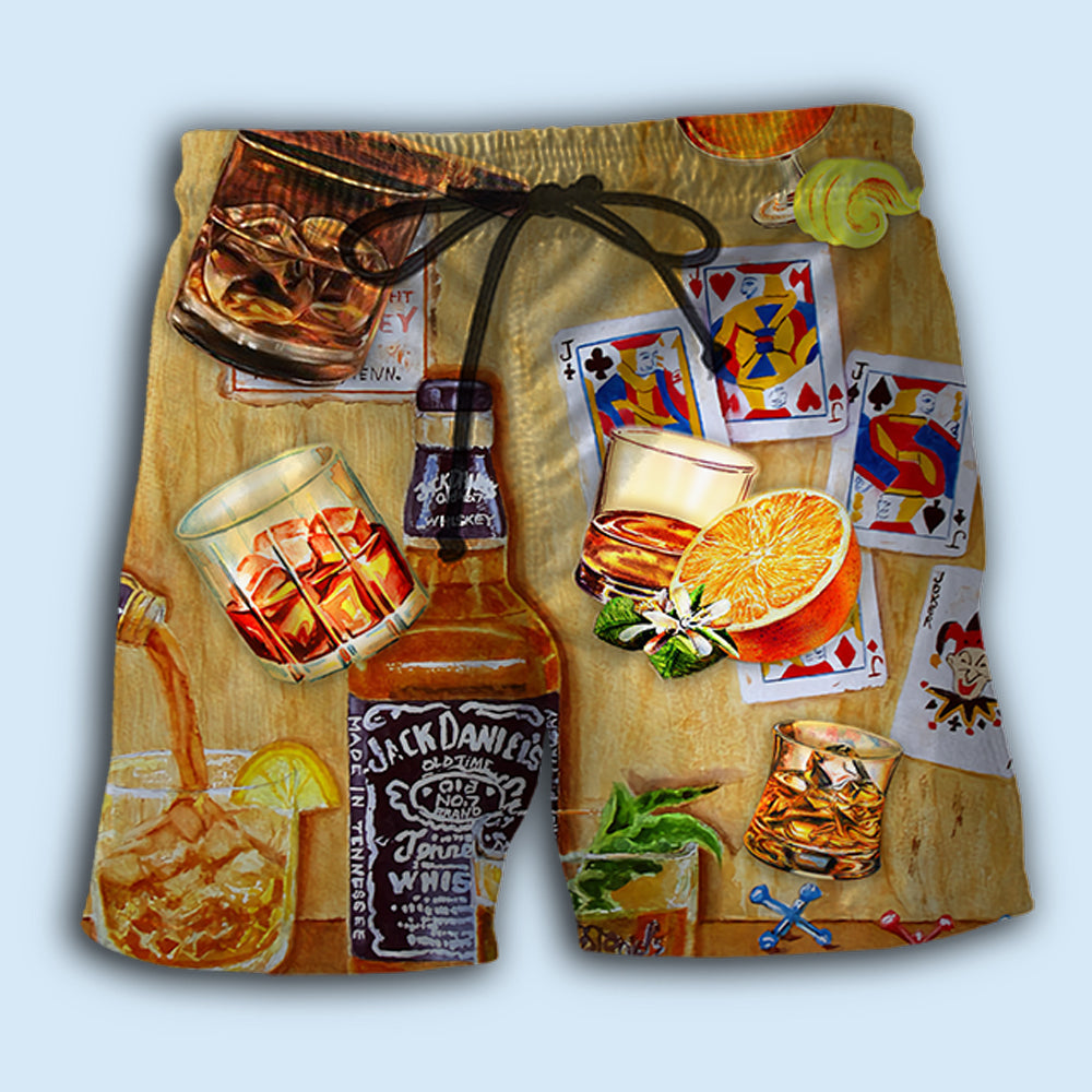 Whiskey Poker Classic Beach Shorts Pattern View For Relaxed Vacation Styling