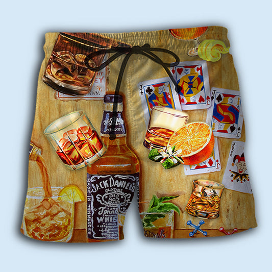 Whiskey Poker Classic Beach Shorts Pattern View For Relaxed Vacation Styling