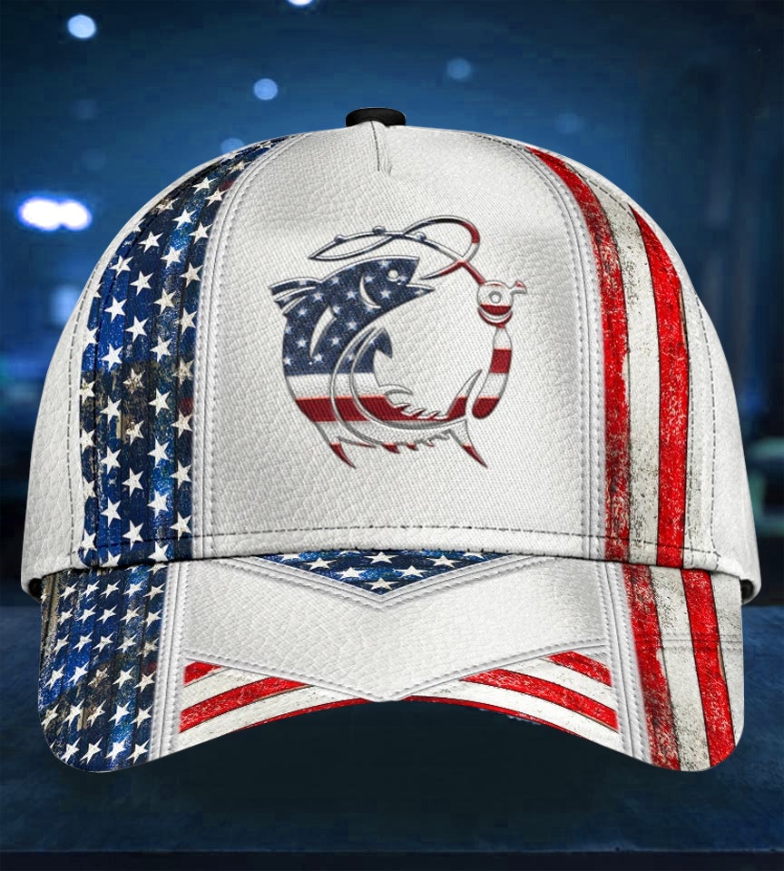White American Fishing Outdoor Classic Cap For Seasonal Events Outdoor Trips And Everyday Comfort