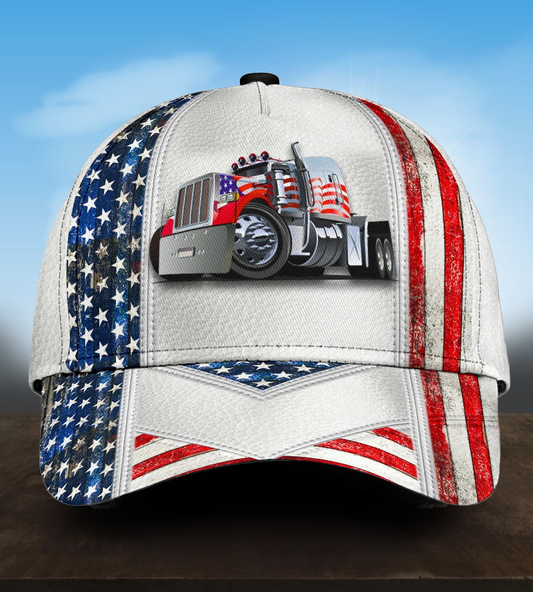 White American Truck Driver Classic Cap For Casual Outfits Vacations And Everyday Styling