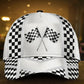 White Leather Racing Pattern Classic Cap For Outdoor Travel Parties And Thoughtful Holiday Gifting