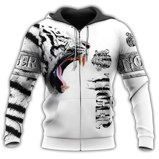 White Tiger Skin Powerful Hoodie For Nature Lovers Everyday Adventures And Thoughtful Gifting