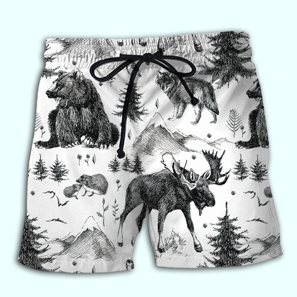 Wild Animals Black And White Beach Shorts For Outdoor Adventures And Thoughtful Seasonal Gifts