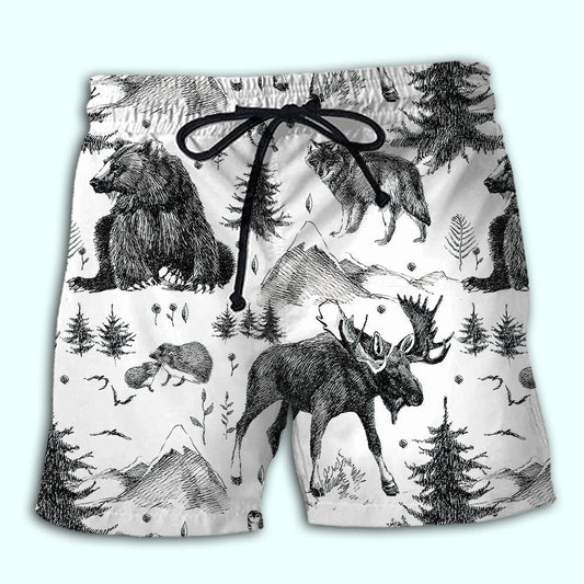 Wild Animals Black And White Beach Shorts For Outdoor Adventures And Thoughtful Seasonal Gifts