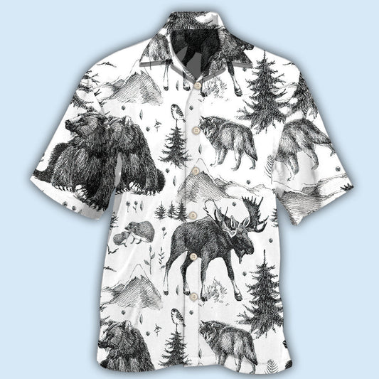 Wild Animals Black White Hawaiian Shirt For Island Vacations, Resort Wear, And Relaxed Seasonal Style