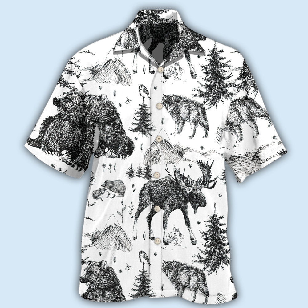 Black Wildlife Hawaiian Shirt With All Over Print For Beach Parties Vacation Travel And Relaxed Casual Style