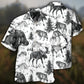 Wild Animals Black White Hawaiian Shirt For Island Vacations, Resort Wear, And Relaxed Seasonal Style