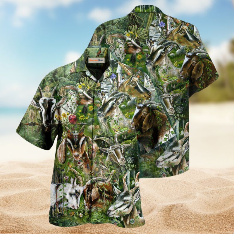 Wild Goat Hawaiian Shirt For Island Vacations, Resort Wear, And Relaxed Seasonal Style