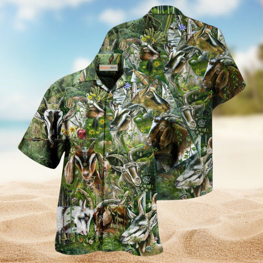 Wild Goat Hawaiian Shirt For Island Vacations, Resort Wear, And Relaxed Seasonal Style