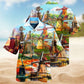Windmill Peaceful Scenery Hawaiian Shirt For Coastal Travel, Casual Events, And Comfortable Summer Wear