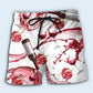 Red Wine Chill Night Lifestyle Beach Shorts Pattern View For Vacation Travel And Outdoor Fun