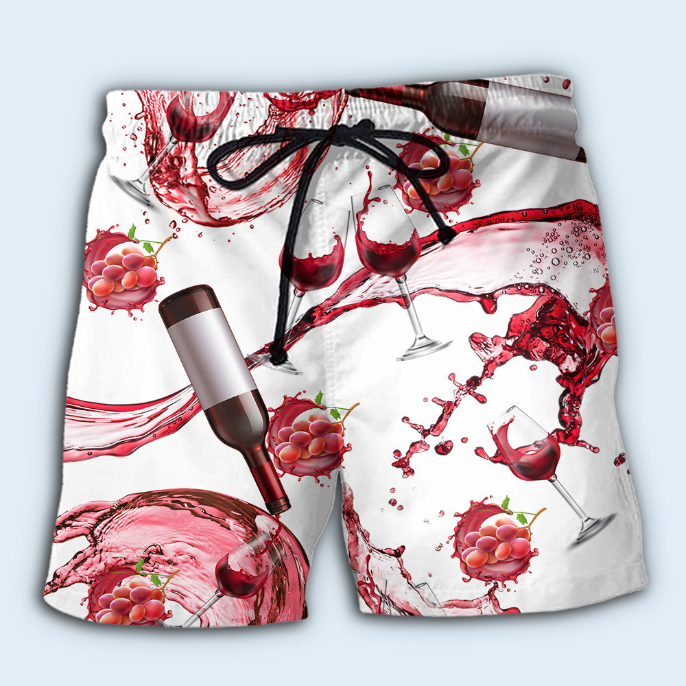 Red Wine Chill Night Lifestyle Beach Shorts Pattern View For Vacation Travel And Outdoor Fun