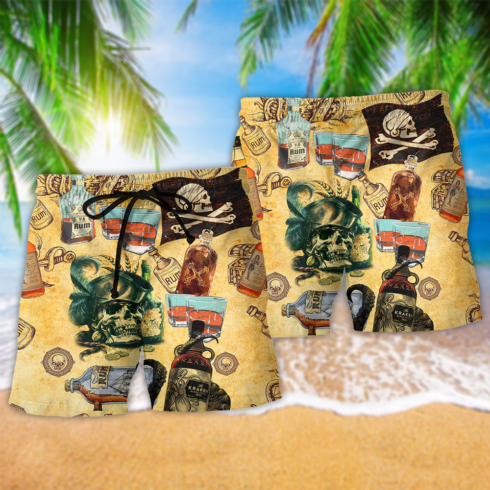 Wine And Skull My Life Cool Hawaiian Print Beach Shorts For Resort Days And Casual Style