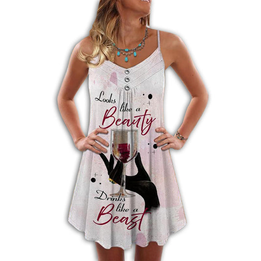 Wild Wine Summer Spirit – Women's Summer Sleeveless V-Neck Camisole Dress