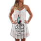Wine And Im Retired Every Hour V-Neck Sleeveless Cami Dress For Festivals And Relaxed Warm Weather Style