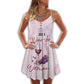 Wine And Just A Wine V-Neck Sleeveless Cami Dress For Weekend Travel And Expressive Casual Fashion