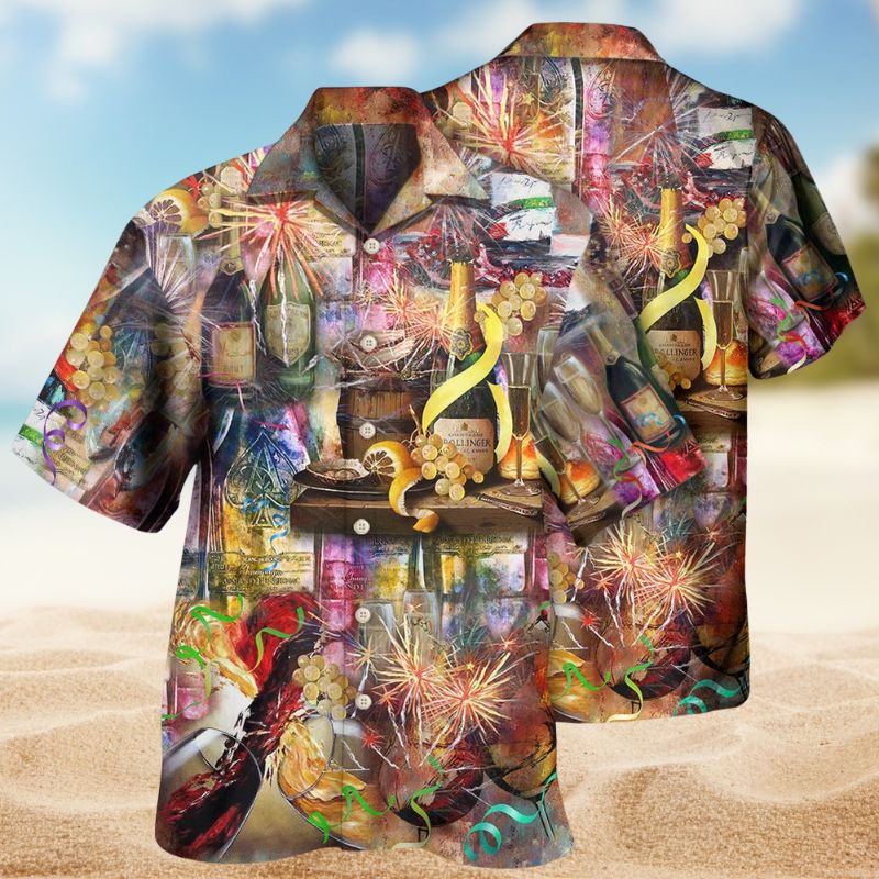 Wine Champagne Sparkle Hawaiian Shirt For Beach Days, Summer Outings, And Thoughtful Gift Giving