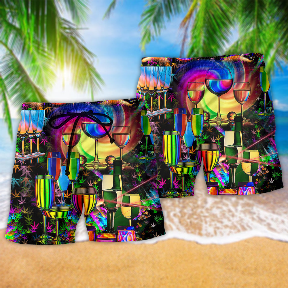 Wine Chill Beach Shorts Pattern Detail For Poolside Fun And Vacation Ready Style