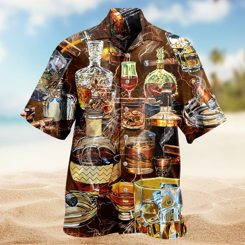 Wine Key Hawaiian Shirt For Coastal Travel, Casual Events, And Comfortable Summer Wear