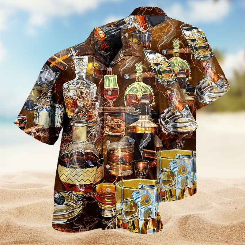 Wine Key Hawaiian Shirt For Coastal Travel, Casual Events, And Comfortable Summer Wear
