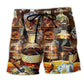 Wine Happiness Whiskey Humor Beach Shorts Design Detail For Resort And Beach Day Style