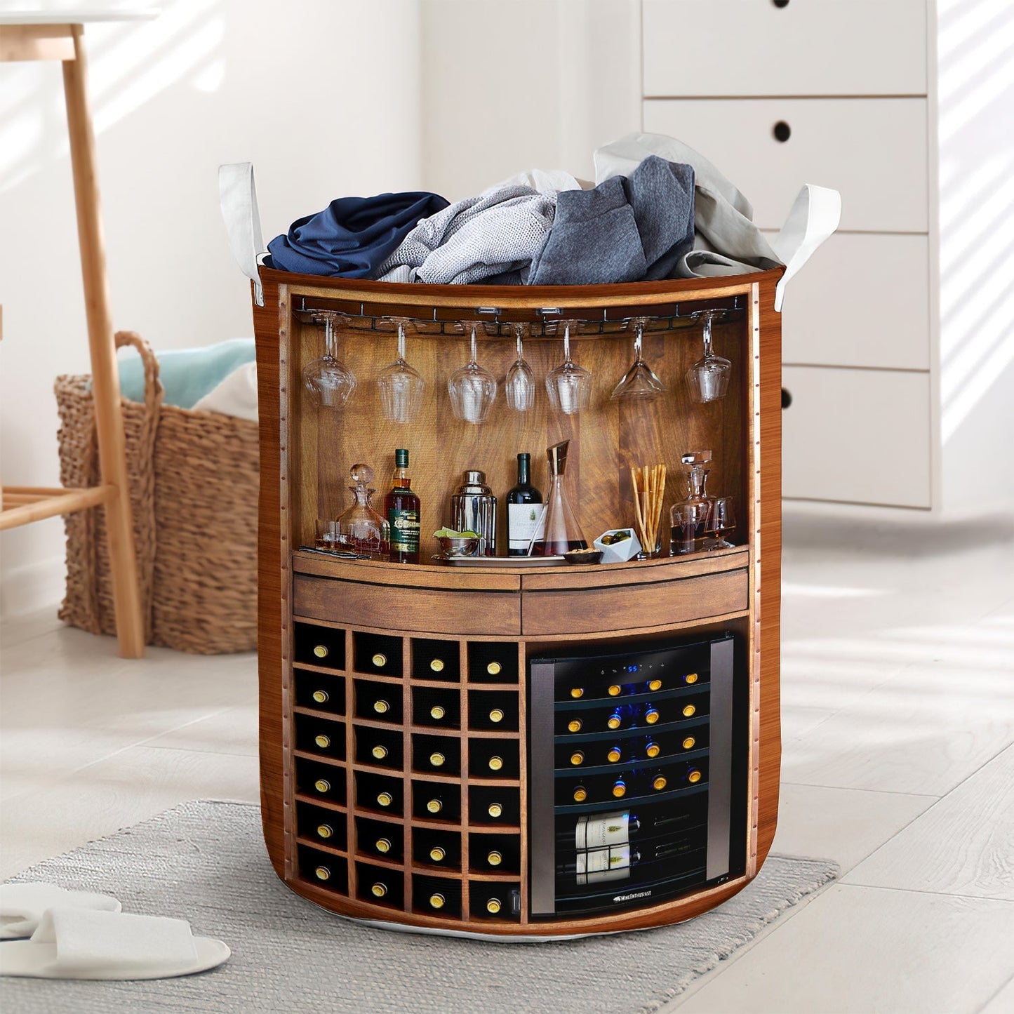 Beverage Theme Love Laundry Basket For Bathroom Bedroom Storage