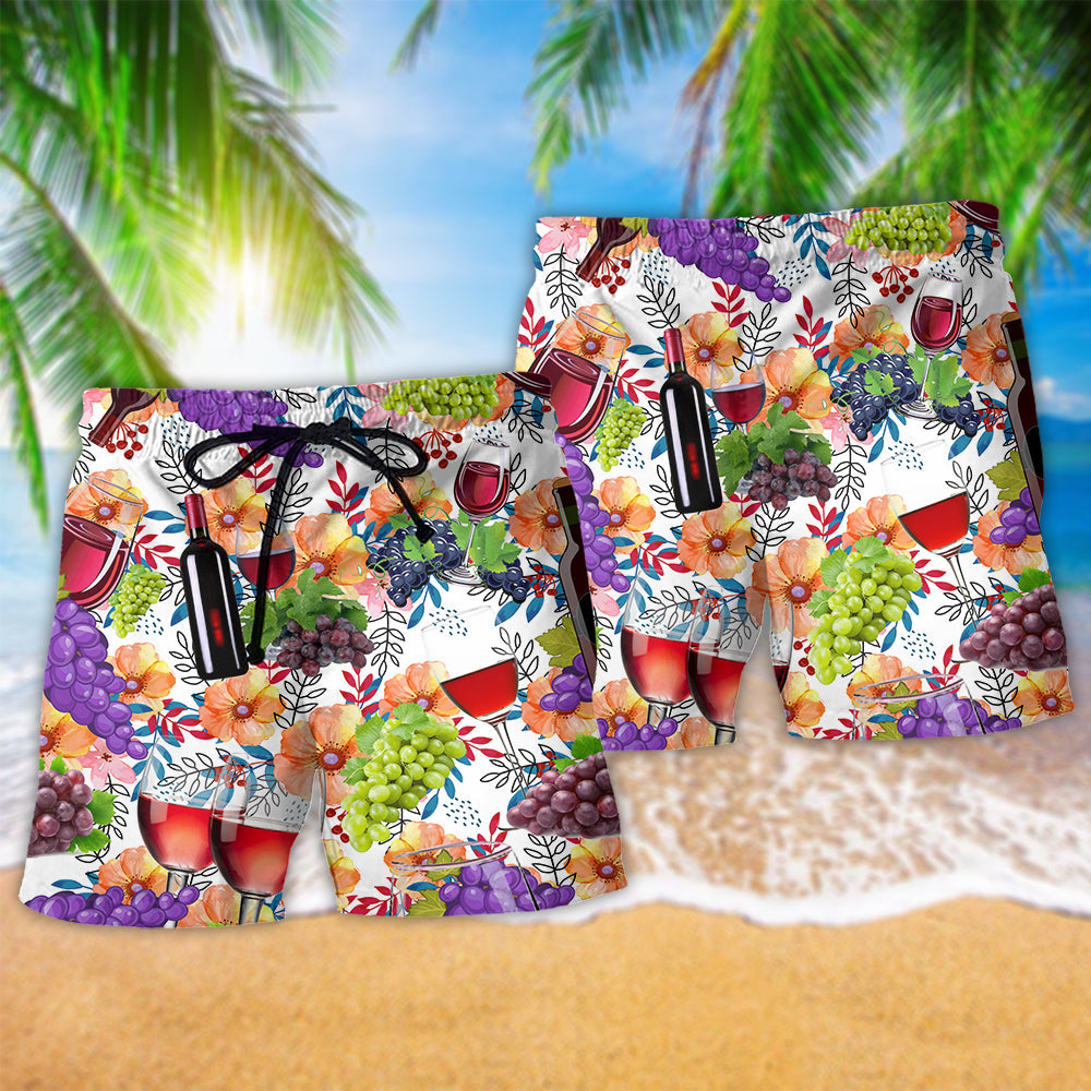 Wine Elegant Beach Shorts Pattern Detail For Leisure Travel And Distinctive Seasonal Style