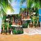 Wine Lover Green Colors Hawaiian Print Beach Shorts For Beach Gatherings And Travel