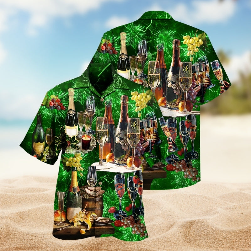 Wine Green Hawaiian Shirt For Resort Trips, Coastal Parties, And Warm Weather Style