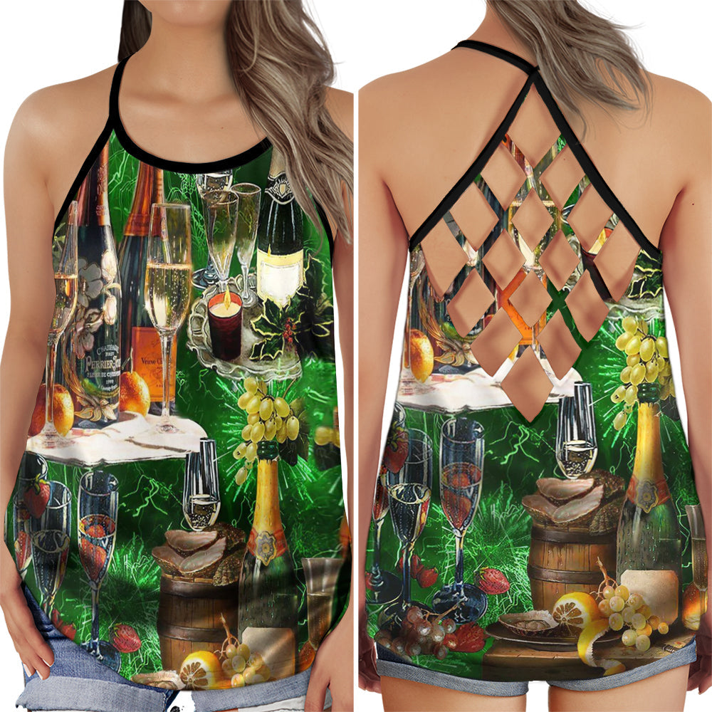 Wine So Good Fruit Accent Hollow Tank Top For Yoga Workouts And Casual Wear