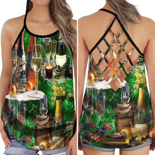 Wine So Good Fruit Accent Hollow Tank Top For Yoga Workouts And Casual Wear
