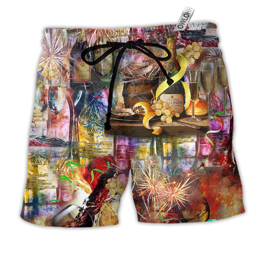 Wine Sparkling As A Glass Of Champagne Hawaiian Beach Shorts For Food And Drink Fans