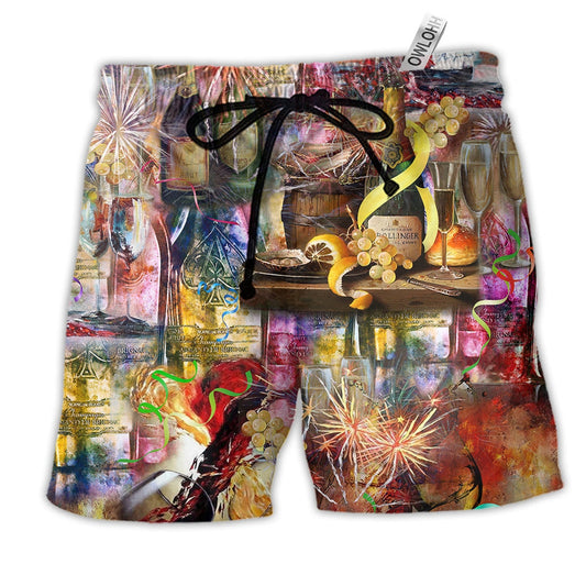 Wine Sparkling As A Glass Of Champagne Hawaiian Beach Shorts For Food And Drink Fans